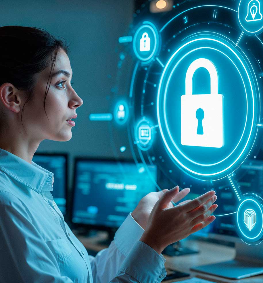 Fondo grande para Networking y Ciberseguridad Empresarial